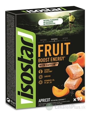 Isostar Energy Fruit Boost apricot marhuľové energetické želé kocky s kofeínom 10x10 g (100 g)