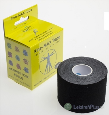 Kine-MAX Super-Pro Cotton Kinesiology Tape čierna tejpovacia páska 5cm x 5m, 1x1 ks