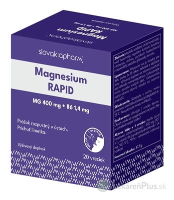 Slovakiapharm Magnesium RAPID prášok rozpustný v ústach, príchuť limetka, vrecká 1x20 ks