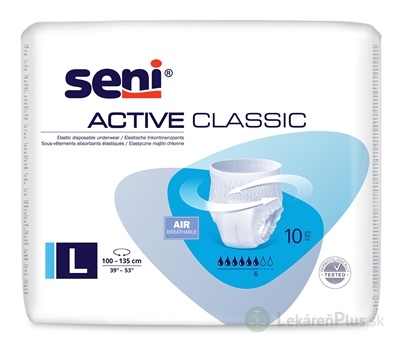 Seni ACTIVE CLASSIC Large navliekacie nohavičky, absorpčné, pás 100-135 cm, 1x10 ks