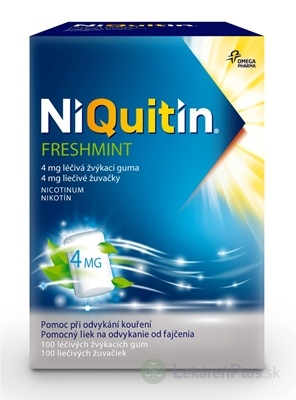 NiQuitin Freshmint 4 mg liečivé žuvačky gum med (blis.PVC/PVDC/Al) 1x100 ks