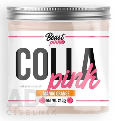 BeastPink COLLA Pink prášok na prípravu nápoja, príchuť mango a pomaranč, 1x240 g