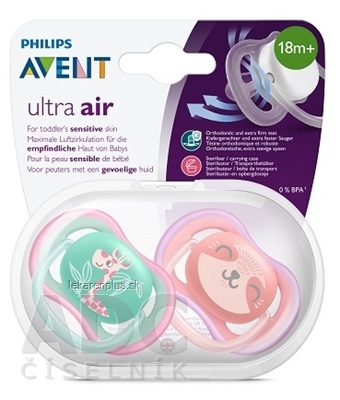 AVENT CUMLÍK 18+M Ultra air Žirafa, dievča na utišovanie, silikón 1x2 ks