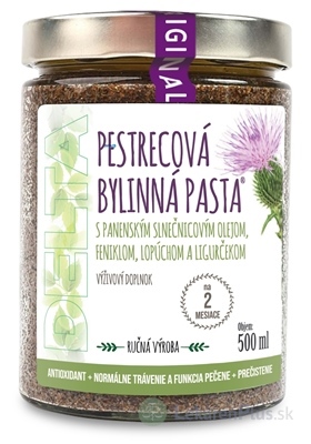 DELTA PESTRECOVÁ BYLINNÁ PASTA s panenským slnečnicovým olejom, feniklom, lopúchom a ligurčekom 1x500 ml