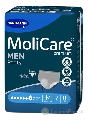 MoliCare Premium MEN PANTS 7 kvapiek M inkontinenčné naťahovacie nohavičky, obvod 80 - 120 cm, 1x8 ks