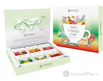 MEGAFYT Kazeta SVET v šálke čaju kolekcia čajových zmesí (6 druhov po 5 vrecúšok) (30 vrecúšok) 1x60 g