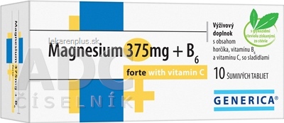 GENERICA Magnesium 375 mg + B6 forte s vitamínom C tbl eff 1x10 ks