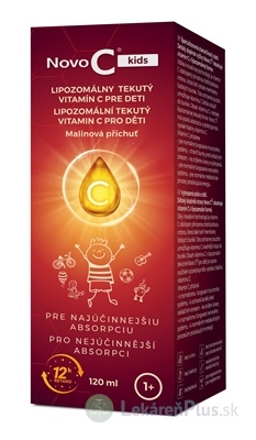 Novo C kids LIPOZOMÁLNY TEKUTÝ VITAMÍN C PRE DETI sirup, malinová príchuť, 1x120 ml