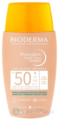 BIODERMA Photoderm NUDE Touch MINERAL SPF 50+ tónovací fluid veľmi svetlý (inov. 2022) 1x40 ml