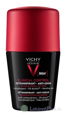 VICHY HOMME DEO CLINCAL CONTROL DETRANSPIRANT 96H detranspirant proti zápachu, roll-on 1x50 ml
