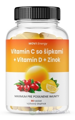 MOVit Vitamín C 1200 mg so šípkami + D + Zinok tbl 1x90 ks