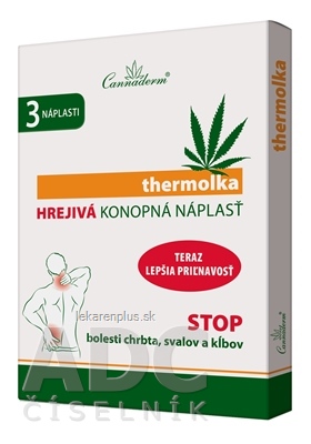 Cannaderm THERMOLKA HREJIVÁ konopná náplasť 1x3 ks