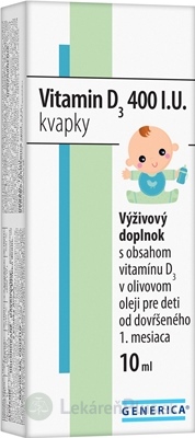 GENERICA Vitamin D3 400 I.U. kvapky 1x10 ml