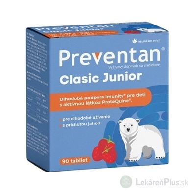 Neuraxpharm Preventan Clasic Junior tbl príchuť jahoda 1x90 ks