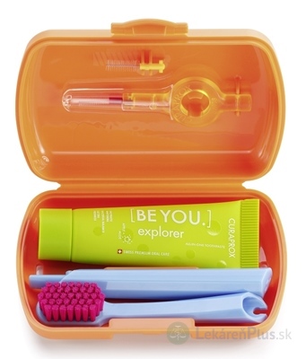 CURAPROX Travel set oranžový (1x zubná kefka, 2x medzizubná kefka CPS, 1x zubná pasta 10 ml) 1x1 set