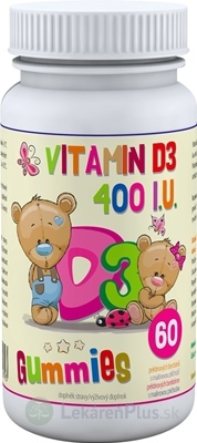 VITAMIN D3 400 I.U. Gummies - Clinical pektínové bonbóny s malinovou príchuťou 1x60 ks