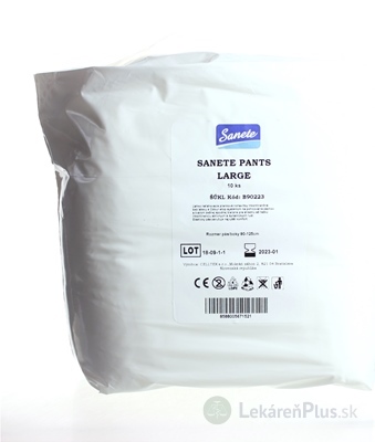Sanete Pants - Nohavičky plienkové inkontinenčné Large, savosť 1260 ml, obvod pása 90-125 cm, 1x10 ks