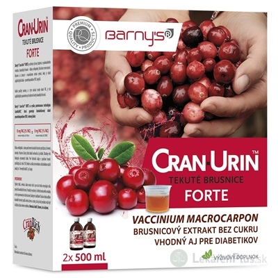 Barnys CRAN-URIN FORTE tekuté brusnice 2x500 ml (1000 ml), 1x1 set