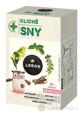 LEROS DETSKÝ ČAJ POKOJNÉ SNY nálevové vrecká (od 6+ mesiacov) (inov. 2021) 20x1,5 g (30 g)
