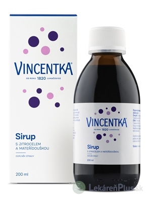 VINCENTKA SIRUP so skorocelom a materinou dúškou 1x200 ml