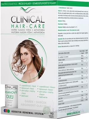 CLINICAL HAIR-CARE cps 90 ks + darček Arganový olej 20 ml, 1x1 set