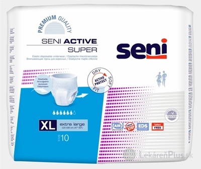 Seni ACTIVE SUPER Extra Large navliekacie nohavičky (obvod pás 120-160 cm) 1x10 ks