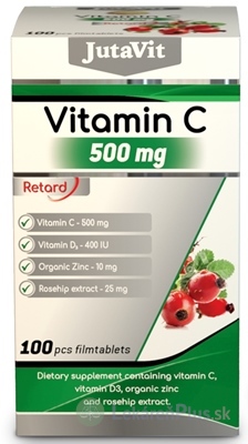 JutaVit Vitamín C 500 mg + D3 400 IU + Zinok 15 mg tbl s extraktom zo šípok 1x100 ks