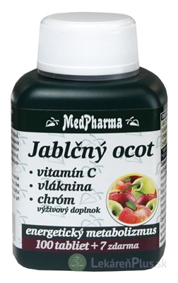 MedPharma JABLČNÝ OCOT, VIT C, VLÁKNINA, CHRÓM tbl 100+7 zadarmo (107 ks)