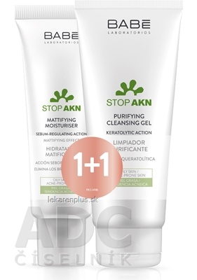 BABÉ AKNÉ Hydratačný krém + Hĺbkovo čistiaci gél krém 50 ml + gél 200 ml (1+1), 1x1 set