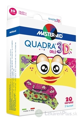 QUADRA 3D GIRLS Náplasť pre dievčatá, 2 veľkosti (78x20 mm, 78x26 mm) 1x20 ks