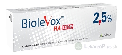 BIOLEVOX HA ONE 2,5% intraartikulárny roztok s obsahom hyaluronátu sodného v predplnenej striekačke s ihlou 1x4,8 ml