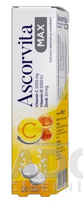 ASCORVITA MAX šumivé tablety vitamín C, D a zinok 1x20 ks