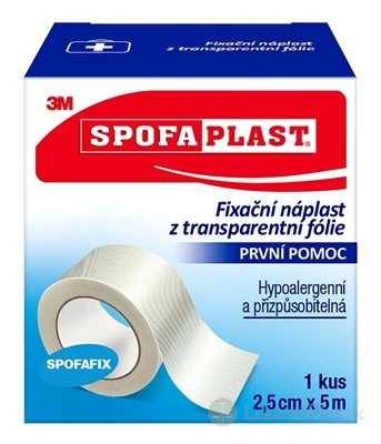 3M SPOFAPLAST č.432 Fixačná náplasť 2,5cm x 5m, z transparentnej fólie, cievka 1x1 ks