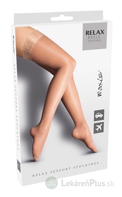 MAXIS RELAX BASIC STEHENNÉ PANČUCHY veľkosť XXL, s krajkou, svetlé, 1x1 pár