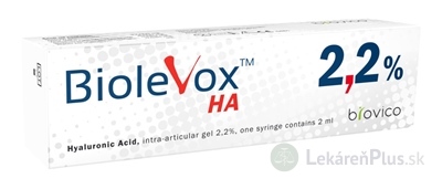 BIOLEVOX HA 2,2% intraartikulárny roztok s obsahom hyaluronátu sodného v predplnenej striekačke s ihlou 1x2 ml
