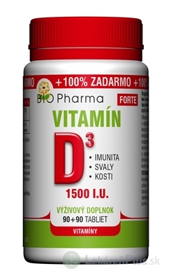 BIO Pharma Vitamín D3 FORTE cps 90+90 (100% ZADARMO) (180 ks)