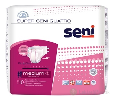 Seni SUPER SENI QUATRO medium 2 plienkové nohavičky (pás 75-110 cm) 1x10 ks