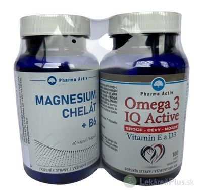 Pharma Activ MAGNESIUM CHELAT+B6 + OMEGA 3 IQ cps 60 ks + cps (s vitamínom E a D3) 100 ks, 1x1 set