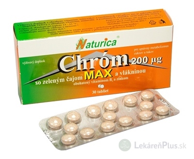 Naturica CHRÓM MAX so zeleným čajom a vlákninou tbl (chróm 200 µg) 1x30 ks