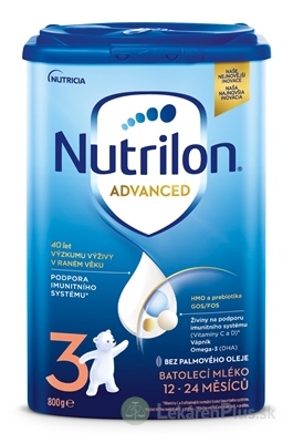 Nutrilon Advanced 3 batoľacia mliečna výživa v prášku (12-24 mesiacov) 1x800 g