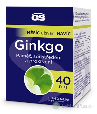 GS Ginkgo 40 mg tbl (s Gotu kola) 90+30 zadarmo (120 ks)