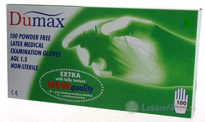 DUMAX RUKAVICE latexové vyšetrovacie nesterilné bez púdru, veľkosť L; 1x100ks