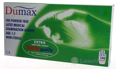 DUMAX RUKAVICE latexové vyšetrovacie nesterilné bez púdru, veľkosť L; 1x100 ks