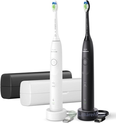 Philips Sonicare 5500 Black and White 1+1 elektrická sonická zubná kefka (HX7119/01) s cestovným puzdrom, biela 1ks + čierna 1ks, 1x1 set