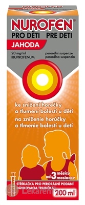 NUROFEN pre deti Jahoda sus por (PET fľ.+ dávk.trub.) 1x200 ml