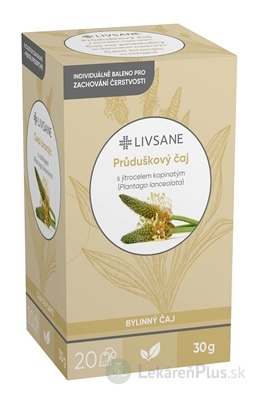 LIVSANE Čaj na priedušky so skorocelom kopijovitým, bylinná zmes 20x1,5 g (30 g)