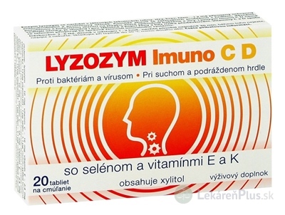 LYZOZYM IMUNO C D SO SELÉNOM A VITAMÍNMI E a K tbl na cmúľanie 1x20 ks