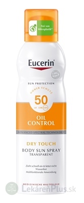 Eucerin SUN OIL CONTROL DRY TOUCH BODY SPF 50 sprej-aerosól, transparentný, na opaľovanie 1x200 ml