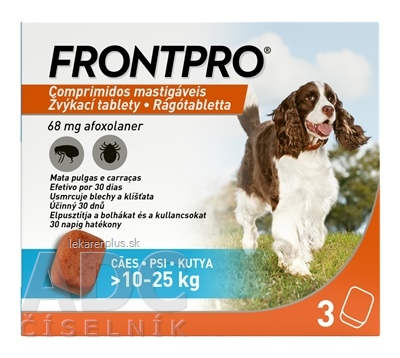 FRONTPRO 68 mg žuvacie tablety pre psy (10 - 25 kg) 1x3 ks