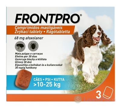 FRONTPRO 68 mg žuvacie tablety pre psy (10 - 25 kg) 1x3 ks